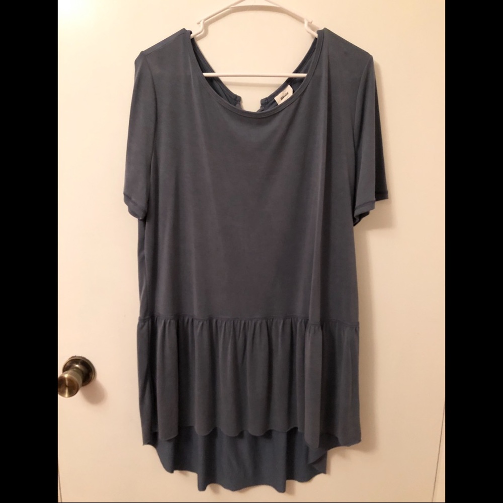 Dusty Blue Short Sleeve High Low Tunic